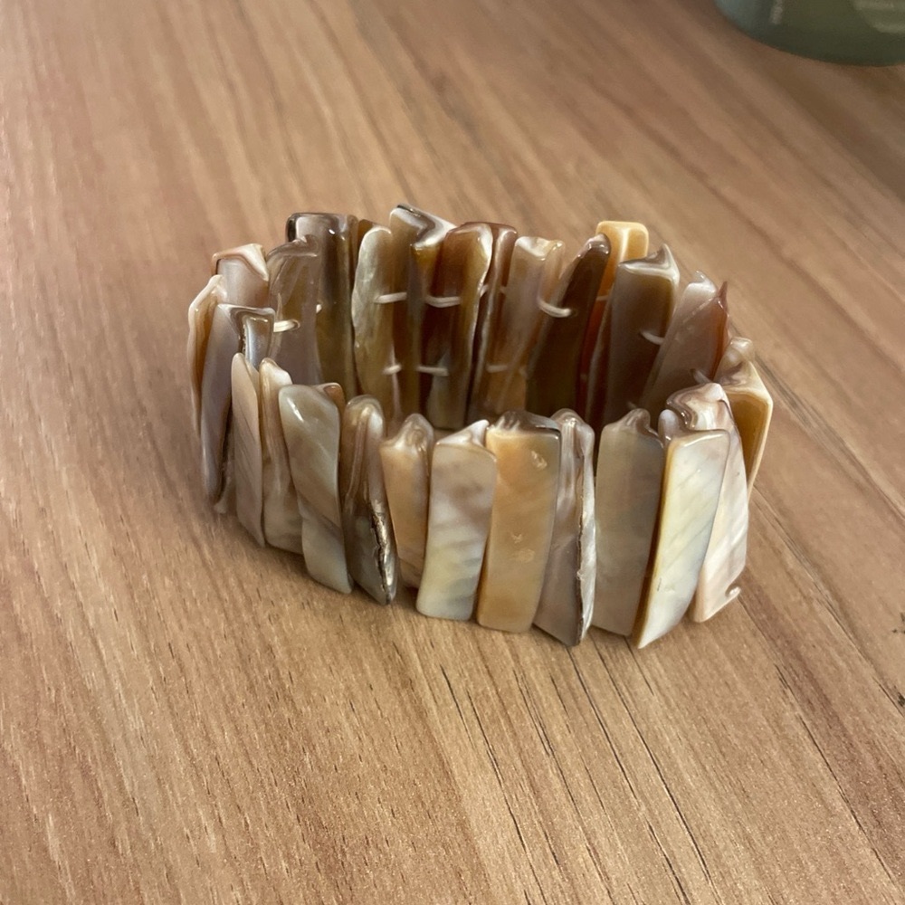 Mother Of Pearl Expandable Stretch Bracelet Abalone Sea Ocean Beach Summer  Boho